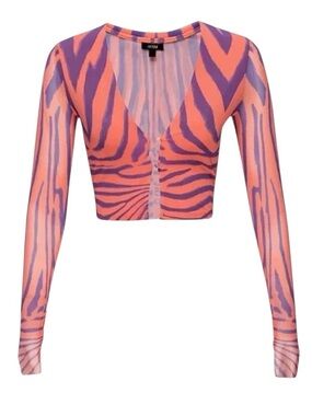 AFRM Nevaeh Zebra Print Mesh Crop Top in Orange